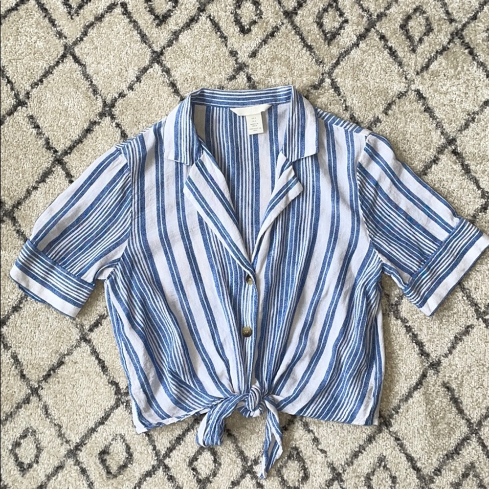🌾H&M🌾 Striped Tie Top